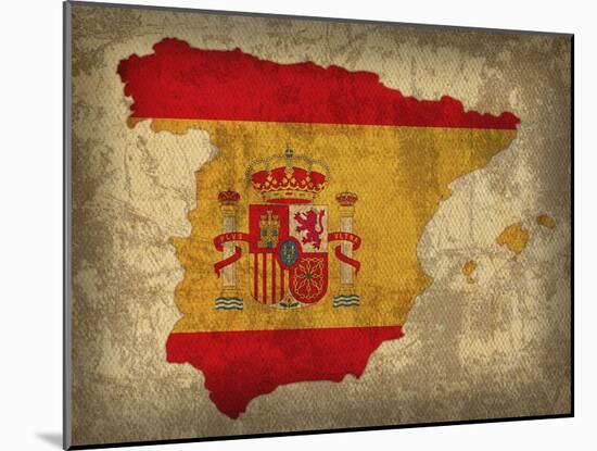 Spain Country Flag Map-Red Atlas Designs-Mounted Giclee Print
