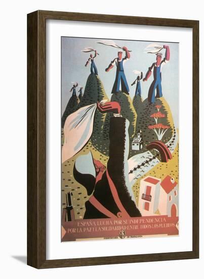 Spain Fights for its Independence and Solidarity Among All Peoples-Subsecretariat of Propaganda-Framed Art Print