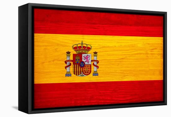 Spain Flag Design with Wood Patterning - Flags of the World Series-Philippe Hugonnard-Framed Stretched Canvas