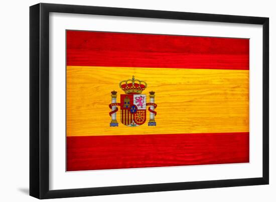 Spain Flag Design with Wood Patterning - Flags of the World Series-Philippe Hugonnard-Framed Art Print