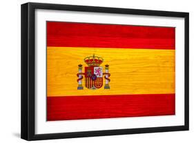 Spain Flag Design with Wood Patterning - Flags of the World Series-Philippe Hugonnard-Framed Art Print