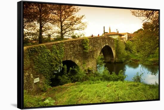 Spain, Galicia, an Old Bridge on the Camino Di Santiago-Ken Scicluna-Framed Stretched Canvas