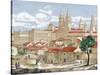 Spain. Galicia. Santiago De Compostela. Engraving-null-Stretched Canvas