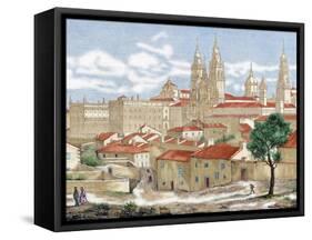 Spain. Galicia. Santiago De Compostela. Engraving-null-Framed Stretched Canvas