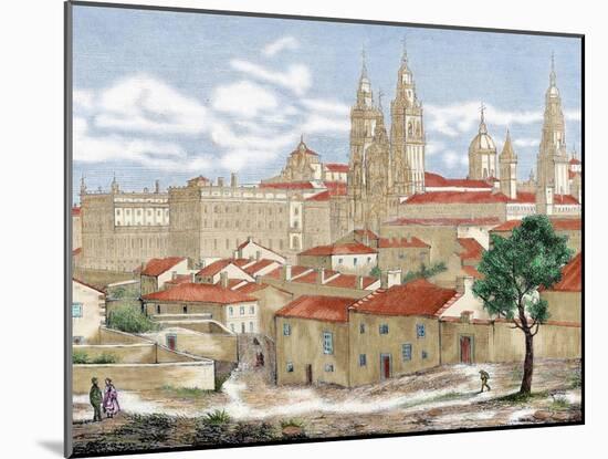 Spain. Galicia. Santiago De Compostela. Engraving-null-Mounted Giclee Print