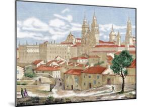 Spain. Galicia. Santiago De Compostela. Engraving-null-Mounted Giclee Print