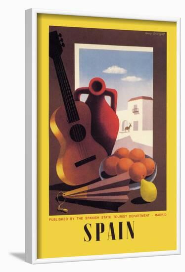 Spain: Guitar and Oranges-null-Framed Art Print