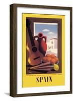 Spain: Guitar and Oranges-null-Framed Art Print