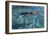 Spain, Ibiza, Cala Jondal. Girl Swimming at Maison De Bang Bang Villa-Katie Garrod-Framed Photographic Print