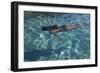 Spain, Ibiza, Cala Jondal. Girl Swimming at Maison De Bang Bang Villa-Katie Garrod-Framed Photographic Print
