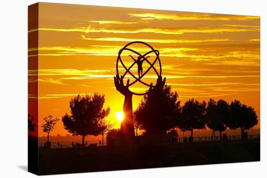 Spain, Madrid, Airport, Barajas, Viewpoint, Monument, Sunset-Chris Seba-Stretched Canvas