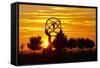 Spain, Madrid, Airport, Barajas, Viewpoint, Monument, Sunset-Chris Seba-Framed Stretched Canvas