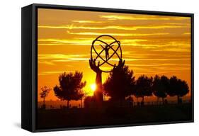 Spain, Madrid, Airport, Barajas, Viewpoint, Monument, Sunset-Chris Seba-Framed Stretched Canvas