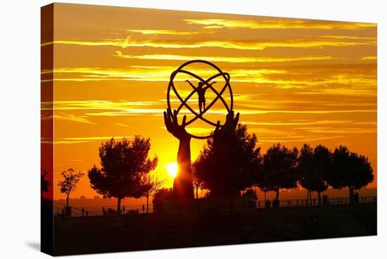 Spain, Madrid, Airport, Barajas, Viewpoint, Monument, Sunset-Chris Seba-Stretched Canvas