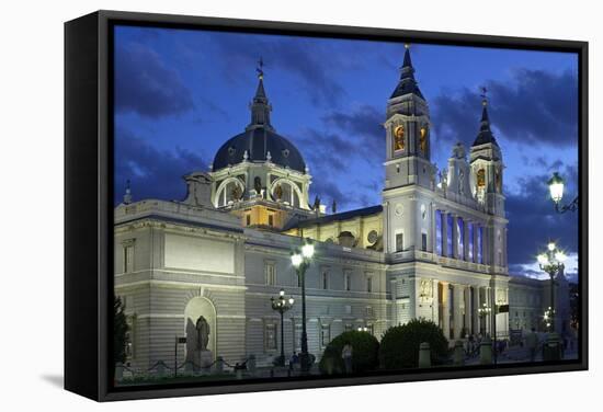 Spain, Madrid, Cathedral Nuestra Senora De Alpudena, Twilight-Chris Seba-Framed Stretched Canvas