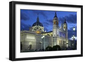Spain, Madrid, Cathedral Nuestra Senora De Alpudena, Twilight-Chris Seba-Framed Premium Photographic Print