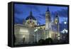 Spain, Madrid, Cathedral Nuestra Senora De Alpudena, Twilight-Chris Seba-Framed Stretched Canvas