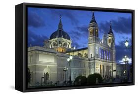 Spain, Madrid, Cathedral Nuestra Senora De Alpudena, Twilight-Chris Seba-Framed Stretched Canvas