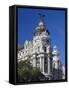 Spain, Madrid, Centro Area, Metropolitan Building-Walter Bibikow-Framed Stretched Canvas