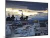 Spain, Madrid, Elevated View of Figures Atop Bbva Building, from the Circulo De Bellas Artes-Walter Bibikow-Mounted Photographic Print