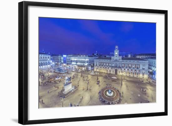 Spain, Madrid, Looking Down on Puerta Del Sol at Twilight-Rob Tilley-Framed Photographic Print