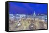 Spain, Madrid, Looking Down on Puerta Del Sol at Twilight-Rob Tilley-Framed Stretched Canvas