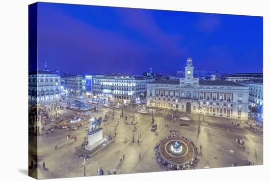 Spain, Madrid, Looking Down on Puerta Del Sol at Twilight-Rob Tilley-Stretched Canvas