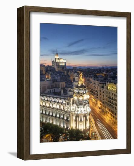 Spain, Madrid, Metropolis Building and Gran Via-Michele Falzone-Framed Premium Photographic Print