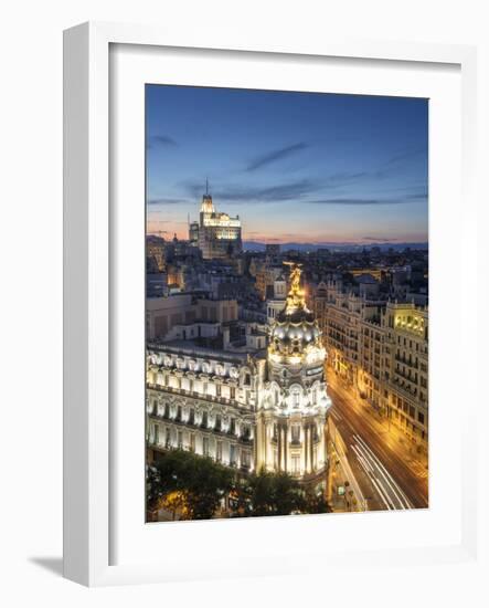 Spain, Madrid, Metropolis Building and Gran Via-Michele Falzone-Framed Photographic Print