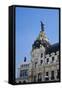 Spain, Madrid. Metropolis building on Grand Via.-Julie Eggers-Framed Stretched Canvas