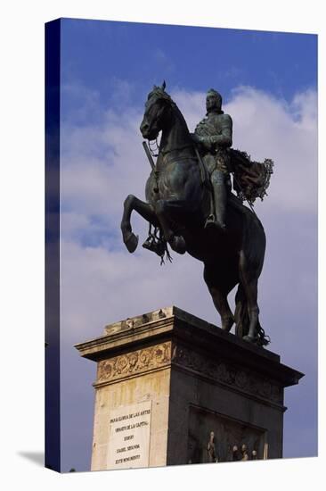 Spain, Madrid, Plaza De Oriente, Equestrian Statue Monument to Philip IV of Spain-Pietro Tacca-Stretched Canvas