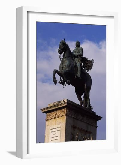 Spain, Madrid, Plaza De Oriente, Equestrian Statue Monument to Philip IV of Spain-Pietro Tacca-Framed Giclee Print