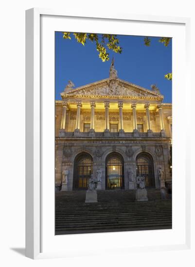 Spain, Madrid, State Archive, National-Library, Illuminates, Outside, Twilight-Chris Seba-Framed Photographic Print