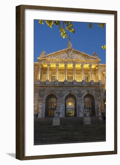 Spain, Madrid, State Archive, National-Library, Illuminates, Outside, Twilight-Chris Seba-Framed Photographic Print