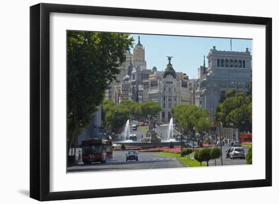Spain, Madrid, Street-Scene, Calle De Alcala, Plaza De La Cibeles, Cibeles-Fountain-Chris Seba-Framed Premium Photographic Print