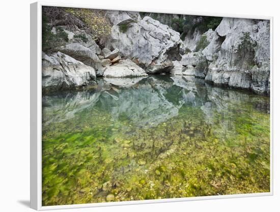 Spain, Majorca, Serra De Tramuntana, Sat. Calobra, Torrent De Par Ice, Water Water Basin, Algae-Rainer Mirau-Framed Photographic Print