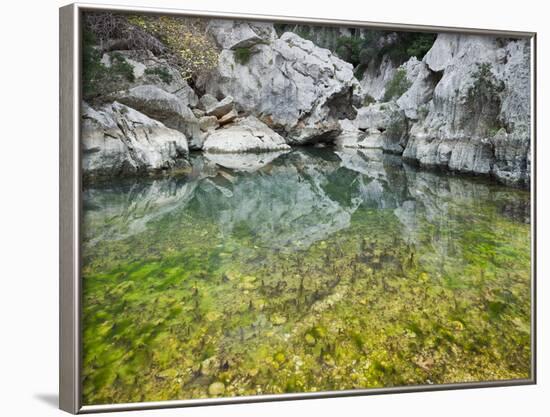 Spain, Majorca, Serra De Tramuntana, Sat. Calobra, Torrent De Par Ice, Water Water Basin, Algae-Rainer Mirau-Framed Photographic Print