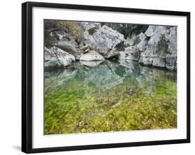 Spain, Majorca, Serra De Tramuntana, Sat. Calobra, Torrent De Par Ice, Water Water Basin, Algae-Rainer Mirau-Framed Photographic Print