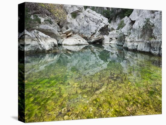 Spain, Majorca, Serra De Tramuntana, Sat. Calobra, Torrent De Par Ice, Water Water Basin, Algae-Rainer Mirau-Stretched Canvas