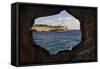 Spain, Mallorca, East Coast, Lighthouse of Portocolom, Punta De S'Homonet, Rock Hole-Rainer Mirau-Framed Stretched Canvas