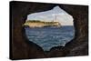 Spain, Mallorca, East Coast, Lighthouse of Portocolom, Punta De S'Homonet, Rock Hole-Rainer Mirau-Stretched Canvas