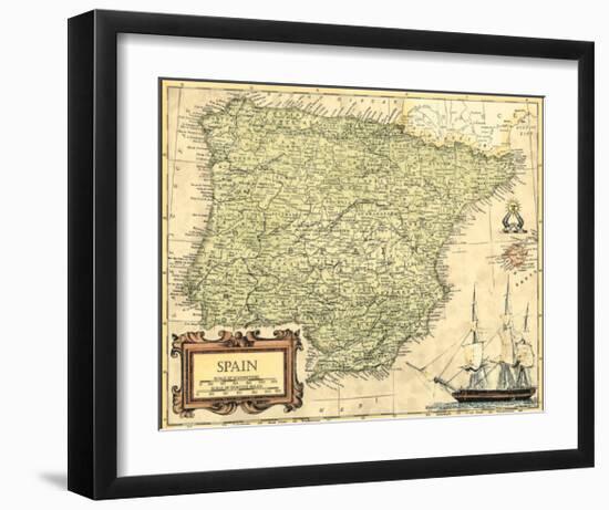 Spain Map-null-Framed Art Print