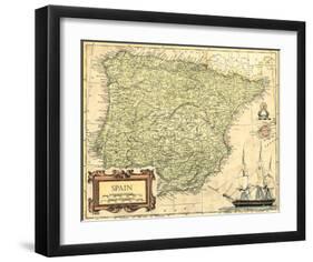 Spain Map-null-Framed Art Print