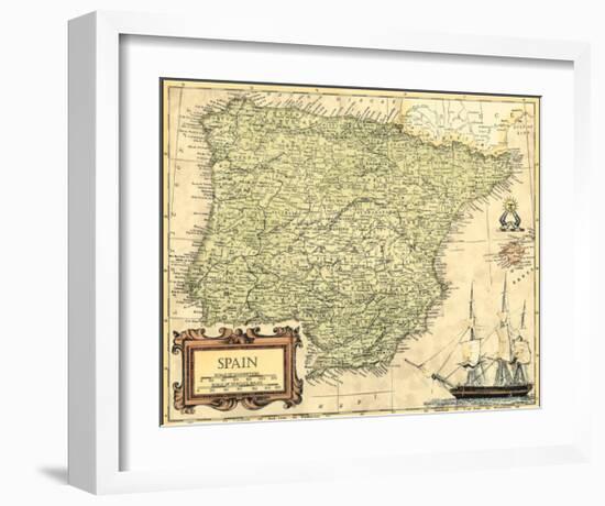 Spain Map-null-Framed Art Print