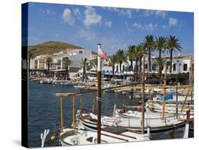 Spain, Menorca; Boats Moored in the Harbour of the Fishing Village of Fornells-John Warburton-lee-Stretched Canvas