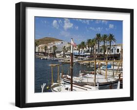 Spain, Menorca; Boats Moored in the Harbour of the Fishing Village of Fornells-John Warburton-lee-Framed Photographic Print