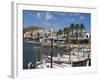 Spain, Menorca; Boats Moored in the Harbour of the Fishing Village of Fornells-John Warburton-lee-Framed Photographic Print