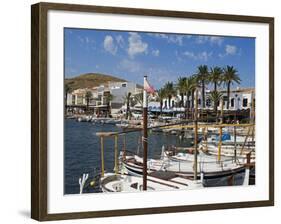 Spain, Menorca; Boats Moored in the Harbour of the Fishing Village of Fornells-John Warburton-lee-Framed Photographic Print