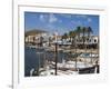 Spain, Menorca; Boats Moored in the Harbour of the Fishing Village of Fornells-John Warburton-lee-Framed Photographic Print