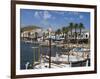 Spain, Menorca; Boats Moored in the Harbour of the Fishing Village of Fornells-John Warburton-lee-Framed Photographic Print